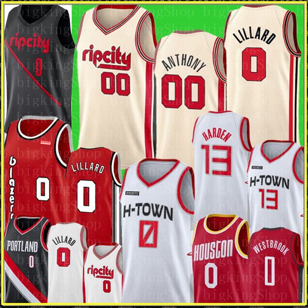 

00 carmelo ncaa anthony damian 0 lillard jer ey ncaa 0 ru ell we tbrook jame 13 harden rocket ba ketball jer ey blazer, Black;red