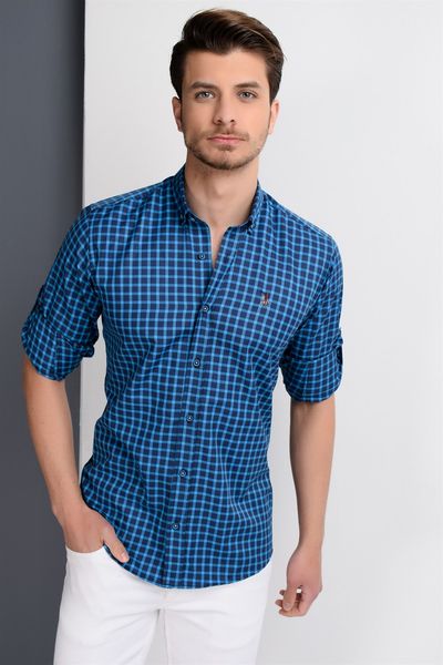 

g661 dewberry shirt -dark blue-sax, White;black