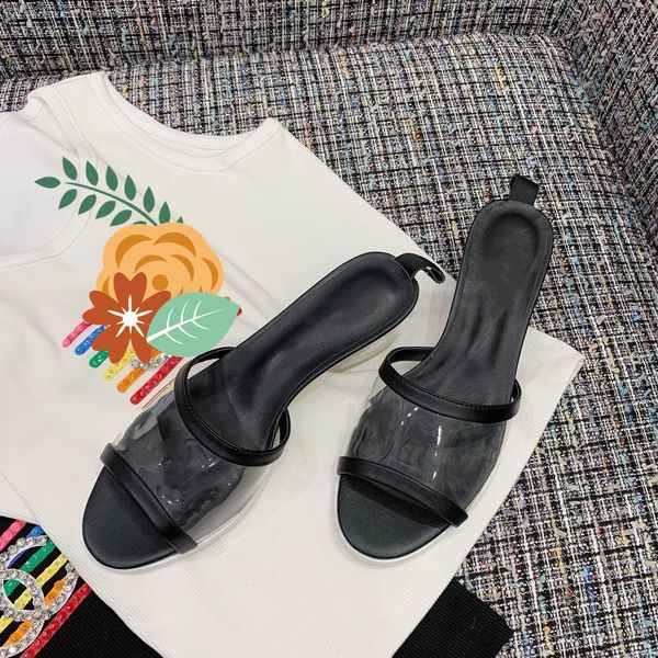 

2019 pring ummer cla ic beach how cry tal heel lipper heep kin pvc heel i 3 5cm high