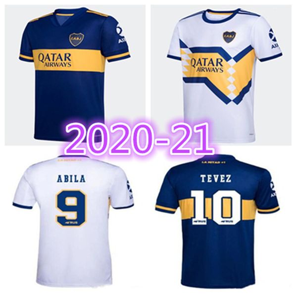 

camiseta boca juniors soccer jersey 20 21 de rossi tevez maradona mauro abila 2020 2021 salvio away white football shirt men kids kit set, Black;yellow