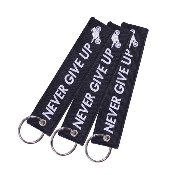 

fashion keychain for motorcycle cars llaveros keychains embroidery never give up motor key chain oem atv car key ring chains, Silver