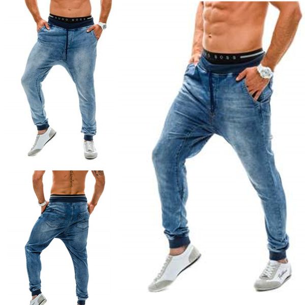 

мужские джинсы талии джинсы мужские европейские и американские модели взрыва поток талии свободные мужские беговые брюки lf816 s-3xl, Blue