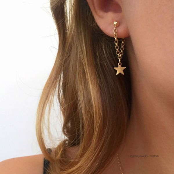 

New Fashion Metal Star Gold Color Drop Earrings For Women Simple Hot Jewelry Jewelry Brinco Girl Gift Bijoux Wholesale E0465
