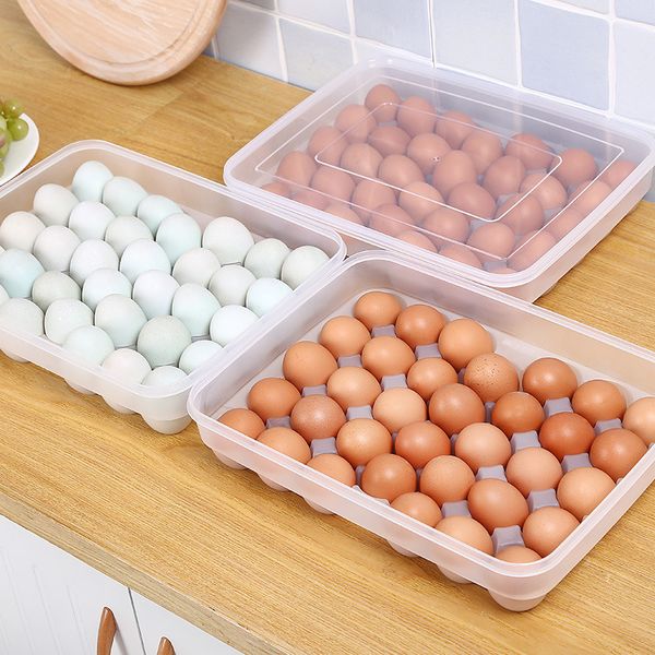 

junejour 34 girds egg storage box clear plastic eggs case organizer large capacity egg case refrigerator container