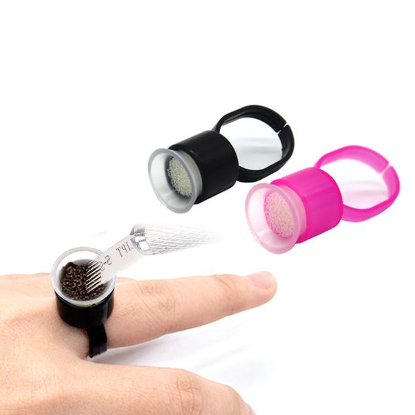 

100pcs tattoo ink ring cap with sponge black pigment ring cup holder semi permanent makeup pink ink caps tattoo accessories