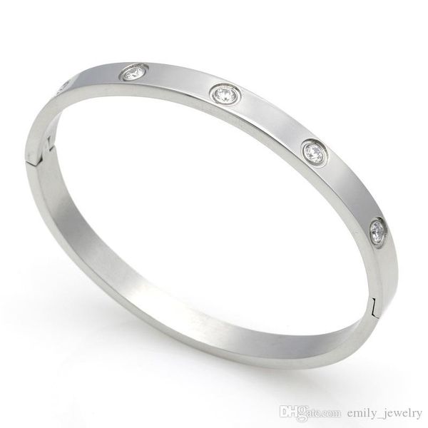 

2017 fashion new stainless steel full 10 diamond love bracelet jewelry cuff rose gold plate bangles bracelets for women love bracelet gift