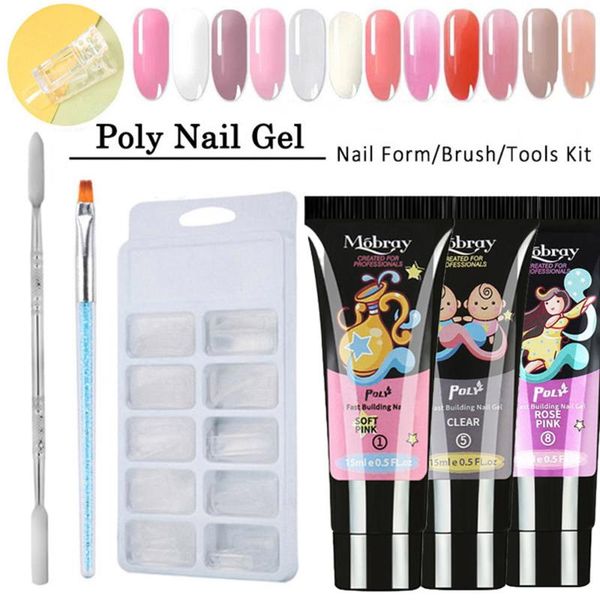 

nail art diy tools kit 15ml quick building gel for nail extension double-end pusher therapy pen clips molds