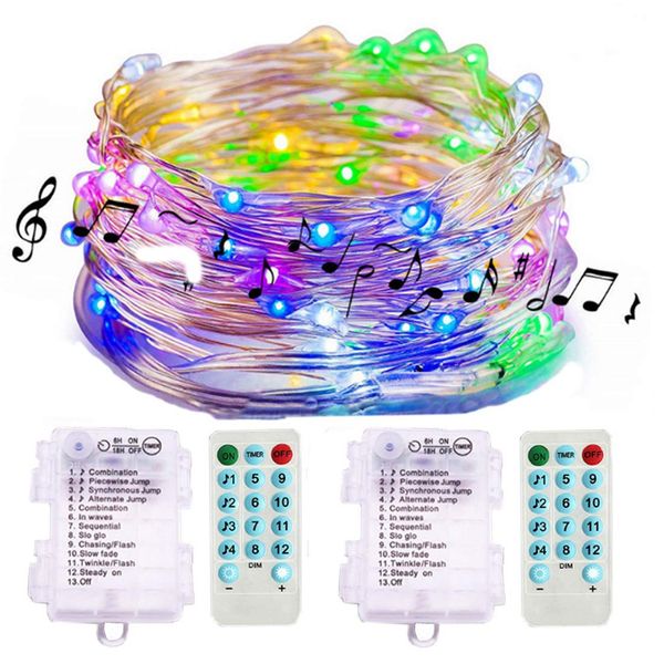 

sound activated music fairy lights battery operated 16.4ft 50 led waterproof wire fairy string lights with remote timer for bedroom wedding