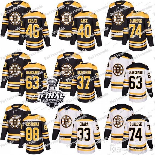 

2019 Boston Bruins Stanley Cup Final 37Bergeron Patrice Brad Marchand David Pastrnak David Krejci Torey Krug Tuukka Rask Zdeno Chara Jersey