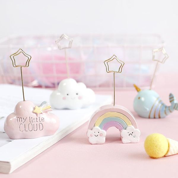 

1 pcs cute resin p clip rainbow cloud whale shell metal paper message card clip deskhome decor picture frame ornament
