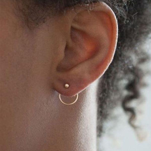 

new fashion simple geometric round metal gold color drop earrings for women lovers stud ear jewerly gift accessories, Silver