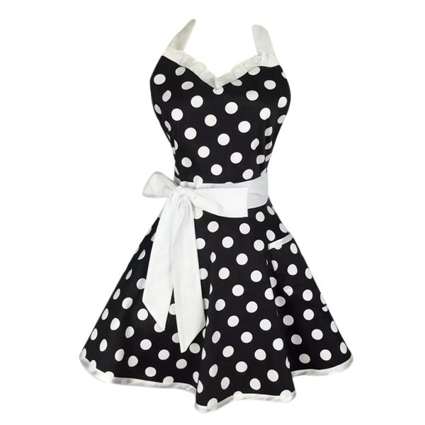 

lovely personalized stylish retro vintage dot cooking kitchen working adjustable apron with pockets for women ladies