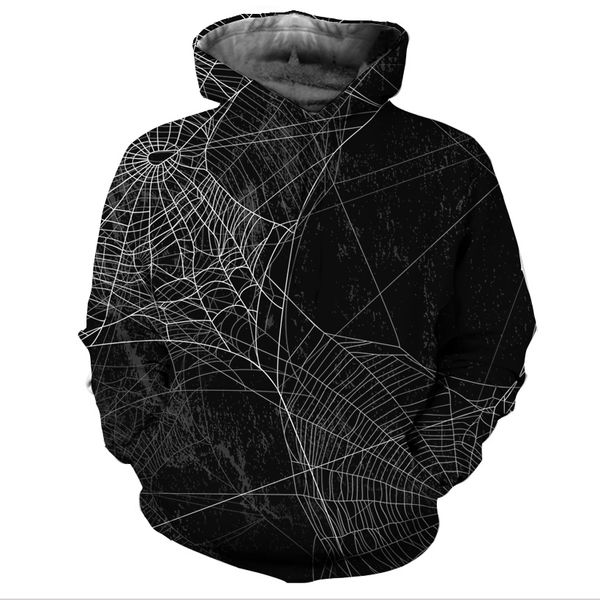 

real american size spiderweb halloween 3d sublimation printing hoody hoodie plus size 5xl 6xl, Black