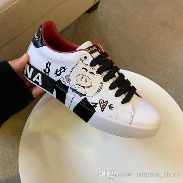 

2020 graffiti printing fashion casual shoes white powder fashion men's trainer shoes casual running trainer shoes, Black