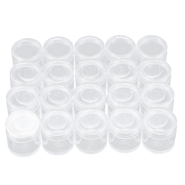 

20pcs plastic round clear empty nail beauty art storage box jar case container