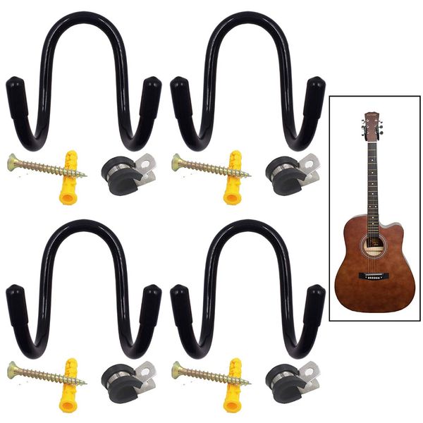 

w style adjustable wall mount hanger storage display rack for guitar,acoustic,voilin,etc - 4/pk
