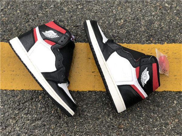 

2019 est authentic 1 og high black gym red 1s white sail men women basketball shoes sports sneakers 555088-061 with original box