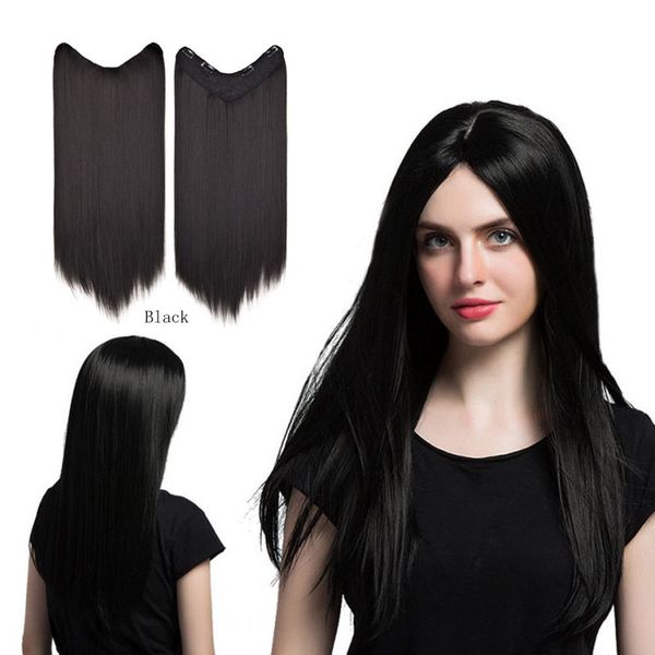 

sara v style clip in on straight hair extension for lady women long straight hair piece extensions clips hairpieces 75cm,29.53inch, Black;brown