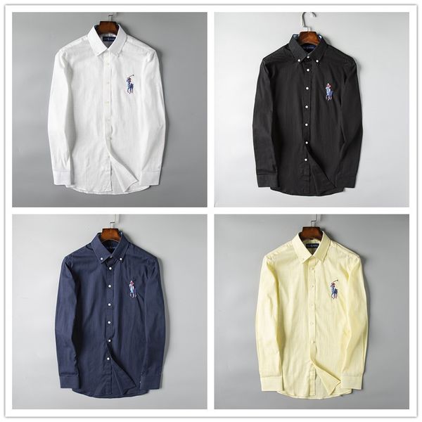 

2019 дизайнер бренда рубашки мужские бизнес случайные рубашки мужские с длинным ру