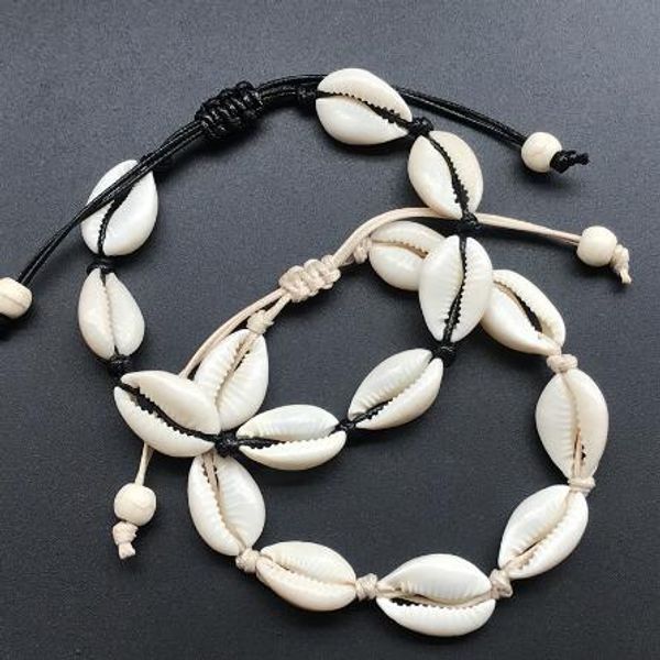 Venda quente pulseira artesanal Knit Natural Seashell Mão Shells Pulseiras Mulheres Acessórios frisada Strand Pulseira GB1103