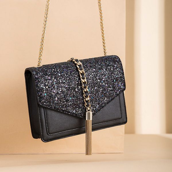 

women shoulder bag pu leather shinning tessel ladies messenger bag versatile femlae purse crossbody bags 2020 bolsa feminina