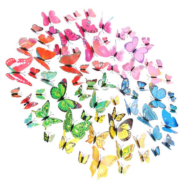 

12pcs 3d butterfly wall sticker fridge magnet removable diy art decor crafts magnets and glue sticker for nursery classroom offices