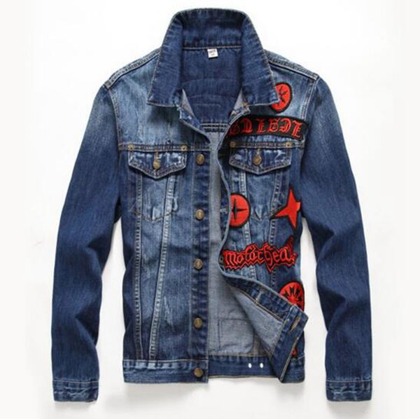 

men's korean version of boutique special personality fashion print slim retro trend casual denim jacket spring and autumn / 5678 m-2xl, Black;brown