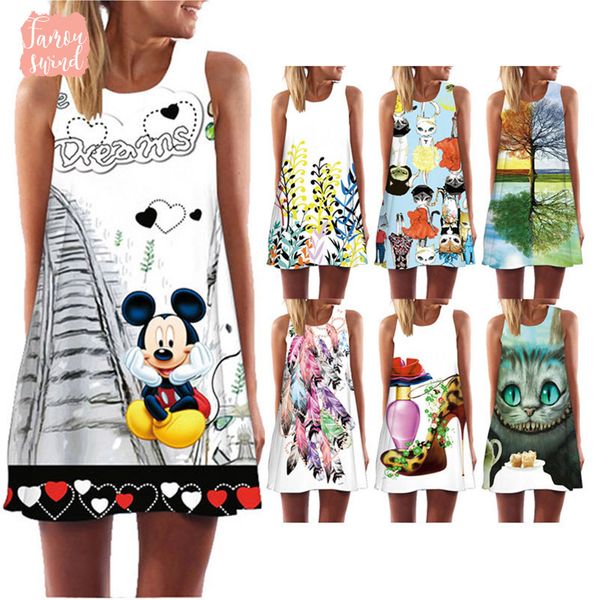 

women summer dress 3d print butterfly sleeveless o neck beatch casual dress dresses new fashion bohemian casual dresses designer clothes, Black;gray