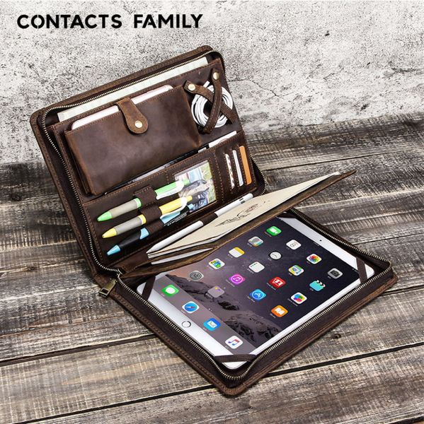 

crazy horse cowhidefor ipad 9.7/10.5/11p rotect sheath more function soft genuine leather wallet fashion feature cover multi storgae folio