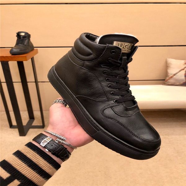 

the highest version of australian luxury new high-shoes lace-up casual short boots trend men's short boots casual shoes size 39-45, Black