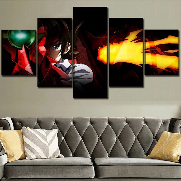 

home decor modular picture canvas 5 panel animation high school dxd painting modern printed poster wall art living room frame