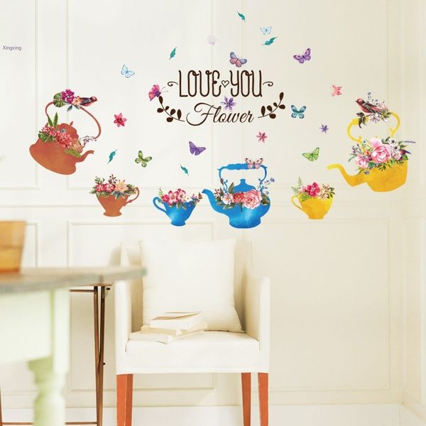 

oujing plant kettle potted wall sticker bedroom living room children's room background decoration wall sticker