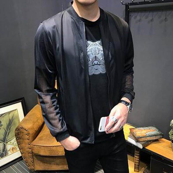 

2019 chaqueta hombres chaqueta casual de bÃ©isbol primavera moda otoÃ±o slim fit de los hombres, delgada chaquet, Black;brown