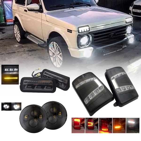 

marlaa for lada niva 4x4 1995- led rear tail lights for niva 4x4 with daytime running lights led brake signal lada
