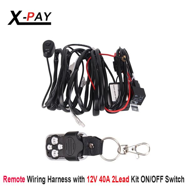 

light bar wiring harness kit [ 2 lead 10ft], on/off remote control switch for 2xled driving work lights totally under 120watt