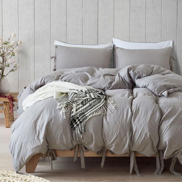 Simple Solid Color Bedding Set Duvet Cover Pillowcase Multiple