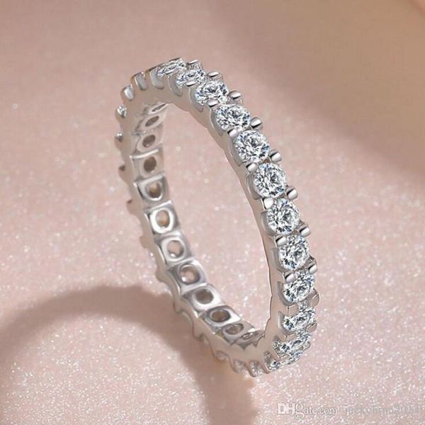 

victoria wieck luxury jewelry real 925 sterling silver full round cut white sapphire cz diamond gemstones eternity women wedding band ring, Slivery;golden
