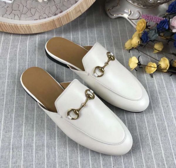 

princetown 2018 women's stamps leather slippers, leather soles, 6 colors 35 to 41, Black