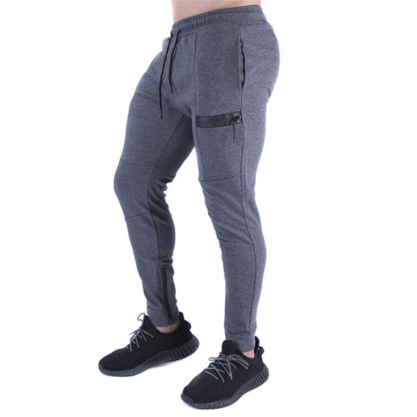 

large size new style muscle autumn & winter ankle banded pants leg zipper dual pocket zip gymnastic pants, Black;blue