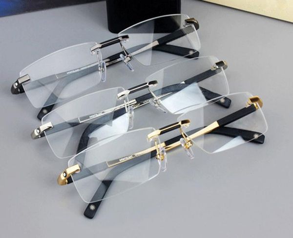 Neue Design Randless Brille Wide Spektakel Männer Square Brille Frames 0349 Titangläser verschreibungspflichtiger Objektiv optischer Rahmen Brillen