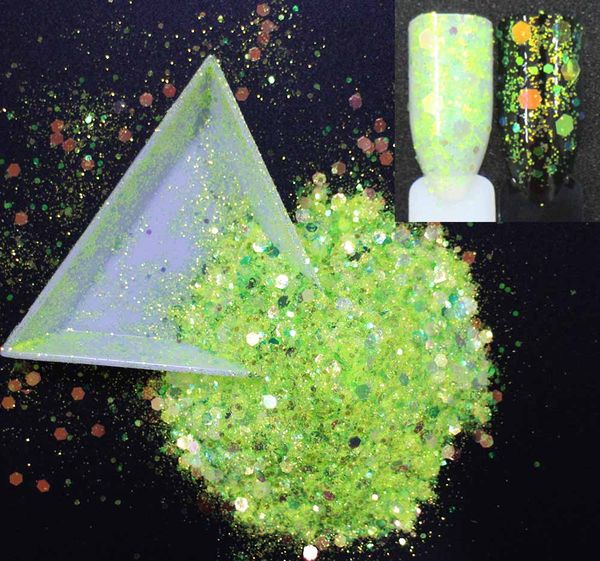 

10 г / пакет, 4 выбор! mix шестиугольники форма блестка, радужная радужная сияющего цвета slice 3d nail art блестит пайетки, Silver;gold