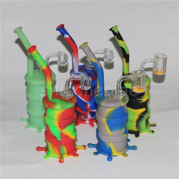 Silicon Rigs Silicone Hookah Bongs Silicon Oil Dab Stands Tubulações com Clear 4mm 14mm Masculino Quartz Nails e Glass Downstem Fumar canos de mão