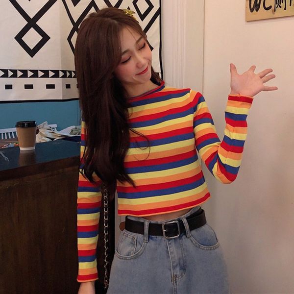 

women sweaters vintage loose striped sweater female harajuku knitted, White;black