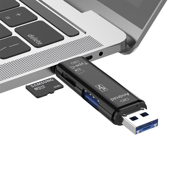 

5 in 1 memory card reader adapter for usb 3.0 type c / usb / micro usb sd tf memory card reader otg adapter 2019 new arrival