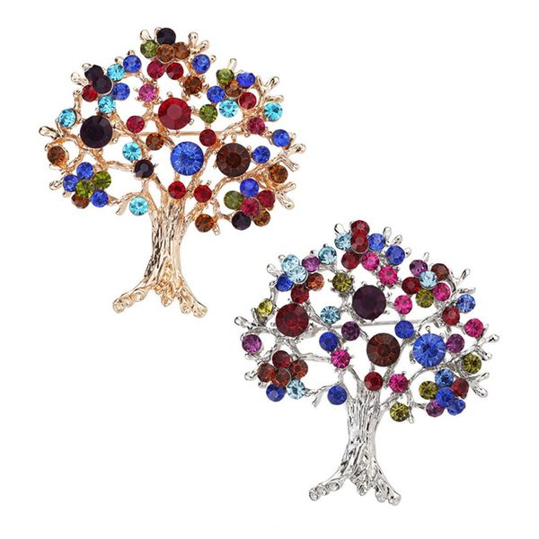 

christmas tree brooches for women colorful rhinestone tree brooch gift fashion jewelry winter coat cap brooches, Gray