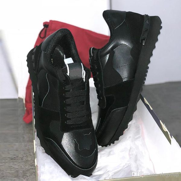 

mens rockrunner camouflage shoes fashion luxury designer women shoes sneaker genuine leather mens women flats casual trainers size 35-45, Black