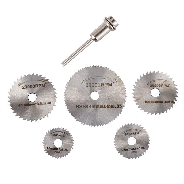 

6pcs mini circular saw blade set hss cutting disc rotary drill tool accessories for wood plastic and aluminum