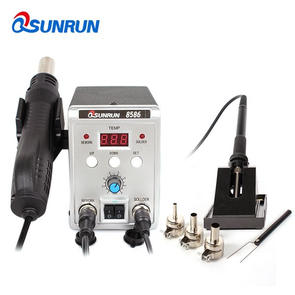 

8586 700w esd soldering station led digital solder iron desoldering station bga rework solder air gun welder