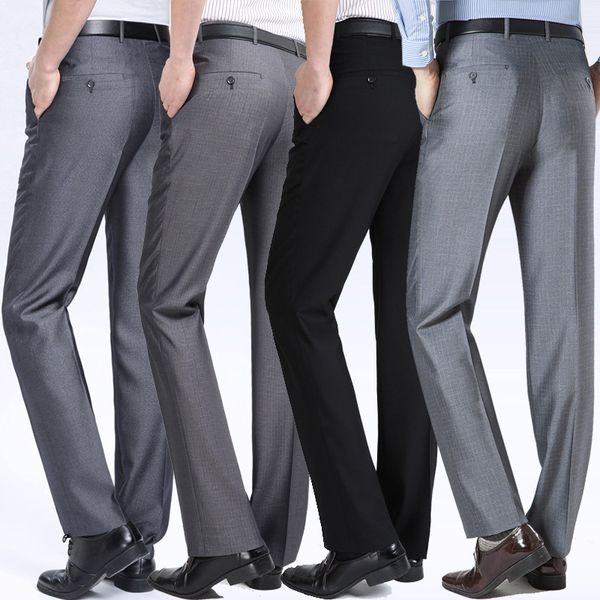 

лето мужские брюки бизнес повседневный прямой костюм брюки мужчины среднего возраста, костюмы для брюк высокой талией сыпучие смарт повседне, White;black