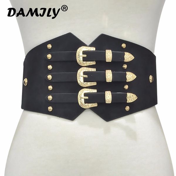 

vintage style 2018 new black wide corset belt female self tie obi cinch waistband belts for women wedding dress waist band, Black;brown